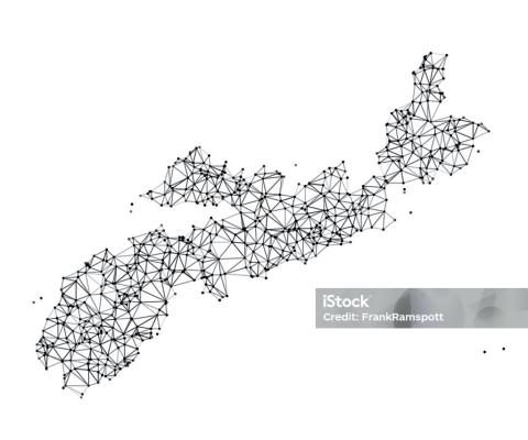 Nova Scotia map connected with dots and lines 